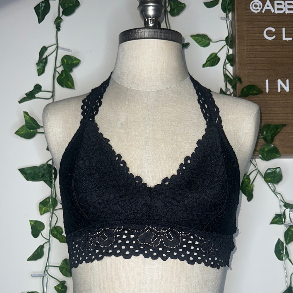 Aeropostale Black Lacey Racerback Bralette